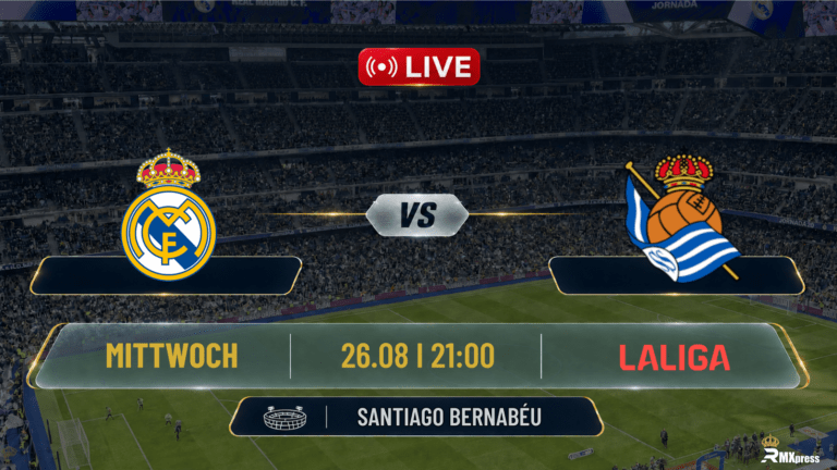 LIVE: Real Madrid gegen Real Sociedad – Aufstellung, Spielverlauf und Statistiken im Matchcenter