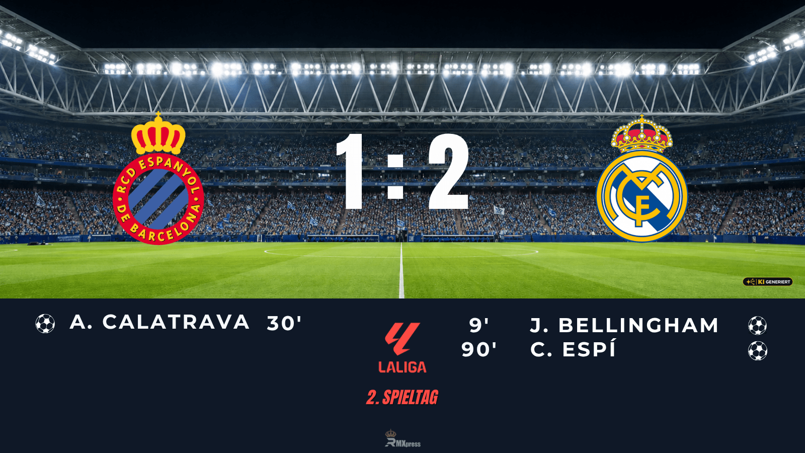 Espí rettet Real Madrid spät den Liga-Auftakt bei Espanyol