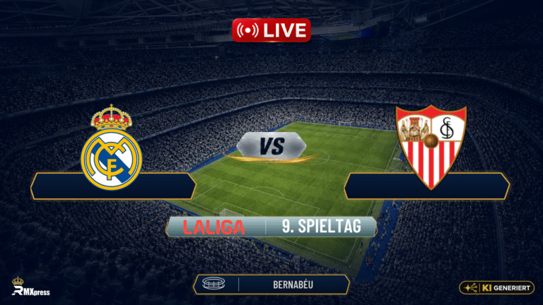 LIVE: Real Madrid gegen Sevilla – Aufstellung, Spielverlauf und Statistiken im Matchcenter